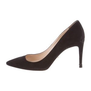 PRADA CLASSIC SUEDE POINTED TOE PUMPS sz6 org 670